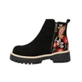 thumbnail image 1 of EKVAHL Women's Orthopedic Zipper Platform Booties, Suede Floral Embroidery Arch Support Short Boots, Lug Sole Retro Western Daily Walking Booties Black, 1 of 5