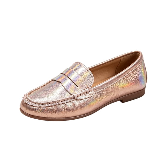 EKVAHL Women's Penny Slip‑On Loafers, PU Leather Business Work Flats, Lightweight Casual Walking Shoes For Office Duty Business Pink