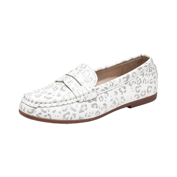 EKVAHL Women's Penny Slip‑On Loafers, PU Leather Business Work Flats, Lightweight Casual Walking Shoes For Office Duty Business White