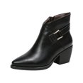 thumbnail image 1 of EKVAHL Women's Pointed Toe Ankle Boots, Chunky Mid Heel Zip Booties, Short Boots for Office Fall Occasions Black, 1 of 6
