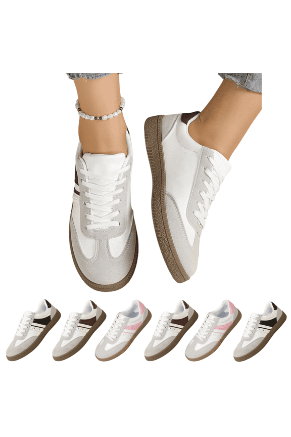 Women's Retro Gum Sole Fashion Sneakers Casual Non Slip Work Walking Shoes-Gum Sole Casual Tennis Trainers Sneakers Breathable Office Shoes Brown