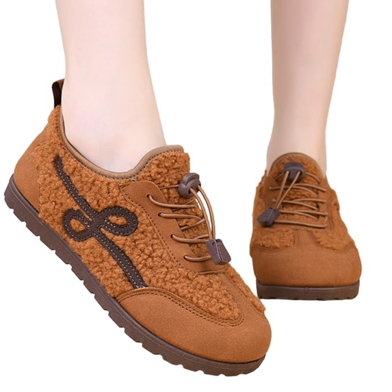 EKVAHL Women's Retro Platform Sneakers, Casual Fashion All-Day Comfort Cushion Walking Shoes Fall Winter Soft-Soled Shoes Sports Cotton Velvet Non-Slip Shoes