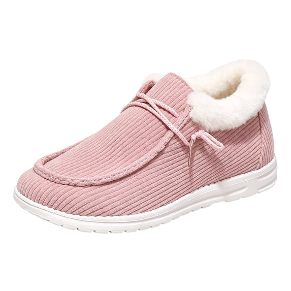 EKVAHL Women's Slip‑On Casual Loafers, Faux Fleece Lined Boat Shoes, Lightweight Soft Sole Walking Shoes Pink
