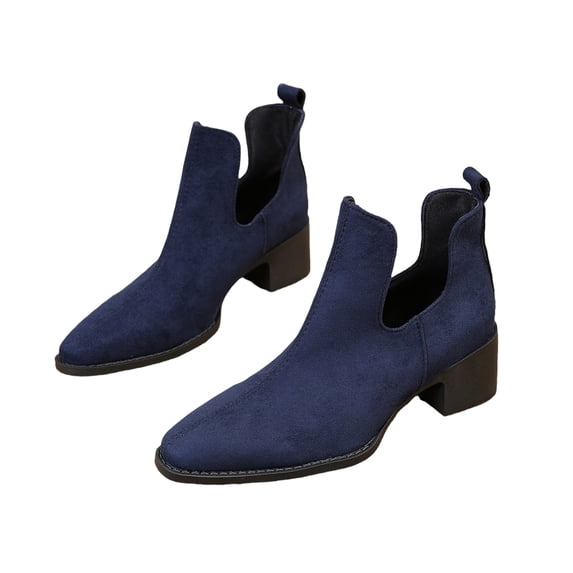 EKVAHL Women's Slip‑On Chelsea Ankle Boots, Low Heel Dress Booties, Casual Work Boots for Business Daily Blue