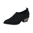 thumbnail image 1 of EKVAHL Women's Slip‑On Low Heel Booties, Classic Faux Suede Pointed Toe Walking Pumps, Stable Stacked Heel Ankle Boots Black, 1 of 5