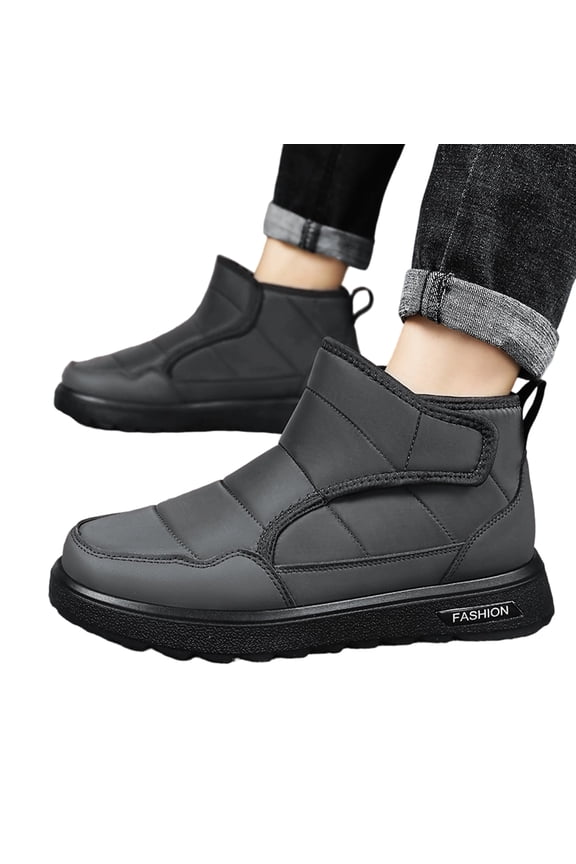 Women's Slip On Winter Walking Boots, Quilted Nylon Snow Booties, Anti Slip Outdoor Cold Weather Daily Casual Ankle Boots Gray