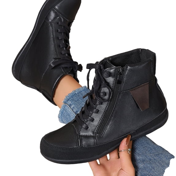 EKVAHL Women's Vintage Casual Short Ankle Boots Arch Support Fashion Lace Up Ankle Boots , Suitable for Autumn and Winter, Flat sole, Fashionable Comfortable