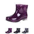 thumbnail image 1 of EKVAHL Women's Waterproof Rubber Rain Boots Non‑Slip Ankle Booties Polka Dot Printed Pull‑On Short Boots for Farming Boating Outdoor Rainy Day Purple, 1 of 6