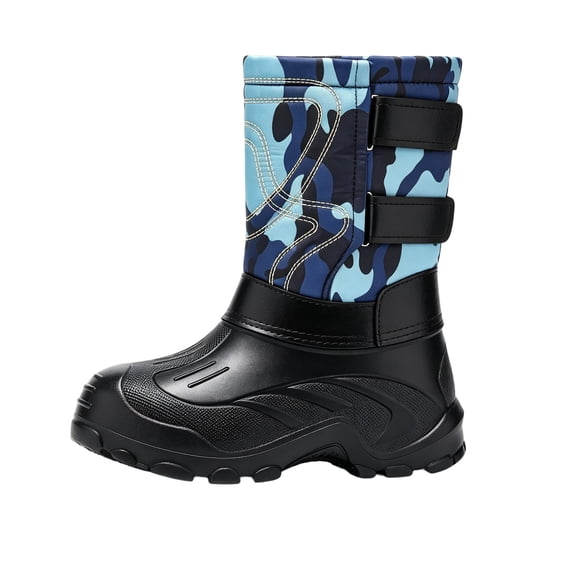EKVAHL Women's Waterproof Winter Snow Boots, Nylon Adjustable Strap Arch Support Boots, Sole Outdoor Ski Cold Weather Boots Blue