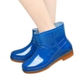 thumbnail image 1 of EKVAHL Women's Wide Width Ankle Rain Boots, Glossy Rubber Waterproof Non Slip Short Booties, Solid Color Outdoor Garden Work Water Shoes Blue, 1 of 4