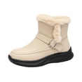 thumbnail image 1 of EKVAHL Women's Winter Snow Boots, Slip‑On Buckle Strap Ankle Booties, Non‑Slip Thick Sole Warm Boots for Cold Days Beige, 1 of 5