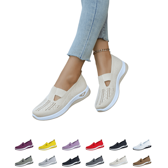 EKVAHL Women's Woven Orthopedic Walking Shoes Wide Width Toe Comfortable Soft Shoe Breathable Mesh with Arch Support Vacation Outdoor Casual Walking Shoes Anti-Skid Lightweight Sneakers