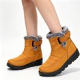 thumbnail image 1 of EKVAHL Women's Zipper Winter Snow Boots, Faux Faux Fur Collar Booties, Non‑Slip Wide Width Warm Walking Boots for Outdoor Cold Days Yellow, 1 of 3
