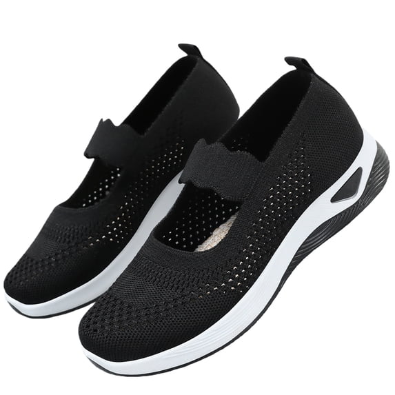 EKVAHL Womens Orthopedic Shoes Arch Support Tennis Shoes Lightweight Slip on Non Slip Business Casual Shoes Mesh Stretch Soft New Foam Shoes
