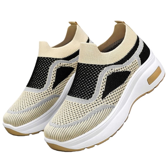 EKVAHL Womens Orthopedic Shoes Arch Support Tennis Shoes Wide Width Non Slip Slip on Hiking Shoes Mesh Stretch Soft New Foam Shoes
