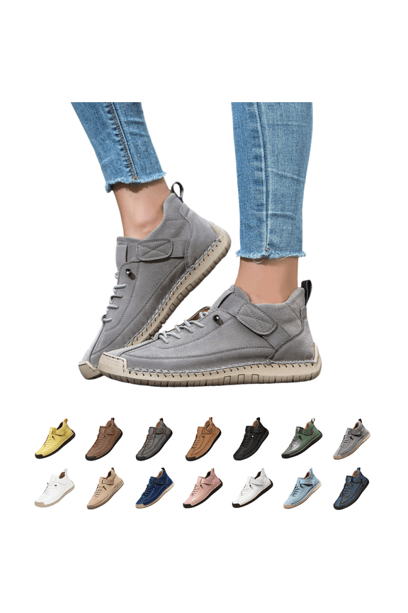 men's casual sneakers, Orthopedic Sneakers with Elastic Strap,Slip-On Soft Comfort Support Boots, Vintage Stitched Casual Leather Shoes
