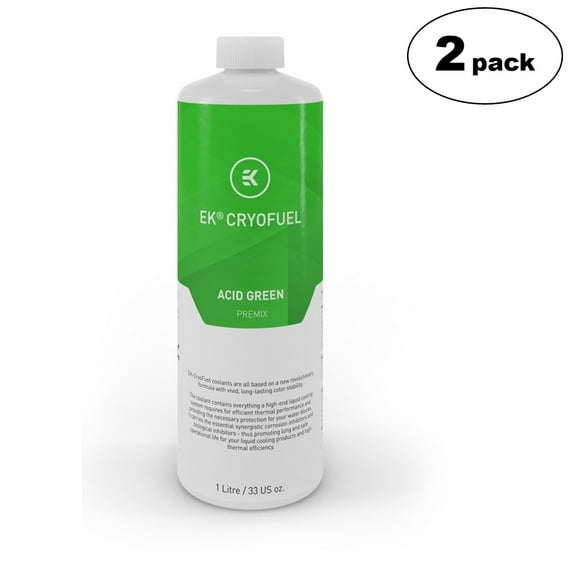 EKWB EK-CryoFuel Premix PC Coolant, 1000mL, Acid Green, 2-pack