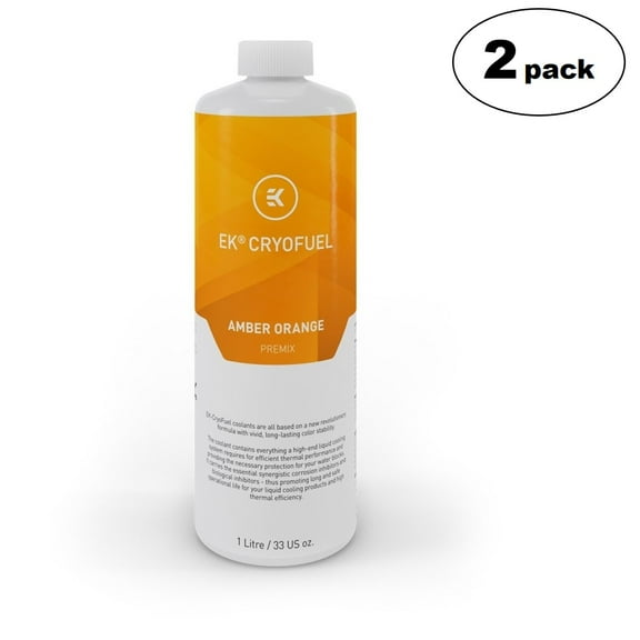 EKWB EK-CryoFuel Premix PC Coolant, 1000mL, Amber Orange, 2-pack