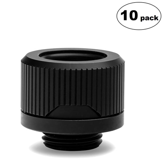 EKWB EK-Quantum Torque HDC-14 Compression Fitting for EKWB Rigid Tubing, 14mm OD, Black, 10-pack