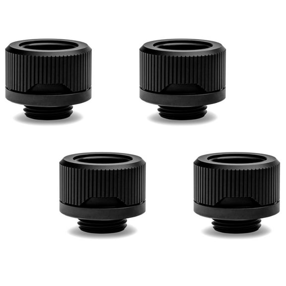 EKWB EK-Quantum Torque HDC-16 Compression Fitting for EKWB Rigid Tubing, 16mm OD, Black, 4-pack