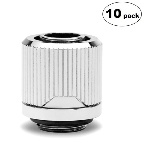 EKWB EK-Quantum Torque STC-10/13 Compression Fitting for Soft Tubing, 10/13mm (3/8" ID, 1/2" OD), Nickel, 10-pack