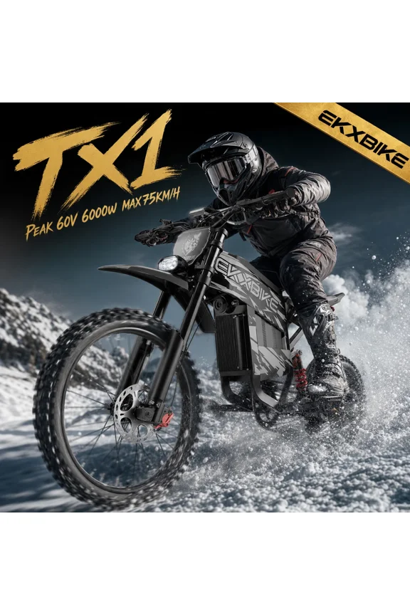 Electric Bike for Adults, 6000W Peak 45MPH,60V30AH, Max 70Miles Electric Motorcycle 70/100-19 Off-Road Tire Dirt Bike, Shamano 7-Speed E-Bike Dual Shock Absorber,UL2849