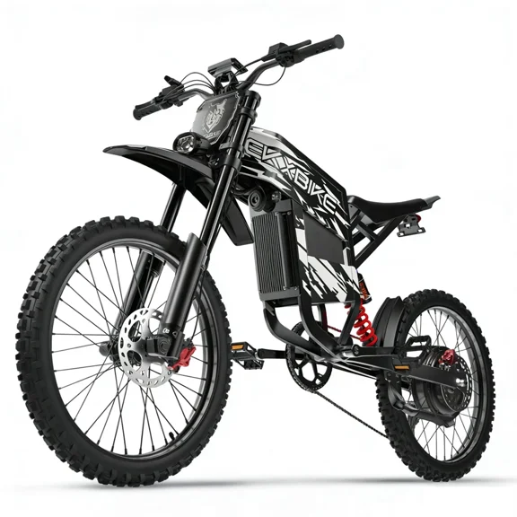 EKXBIKE TX1 Electric Bike for Adults, 6000W Peak 45MPH,60V30AH, Max 70Miles Electric Motorcycle 70/100-19 Off-Road Tire Dirt Bike, Shamano 7-Speed E-Bike Dual Shock Absorber,UL2849
