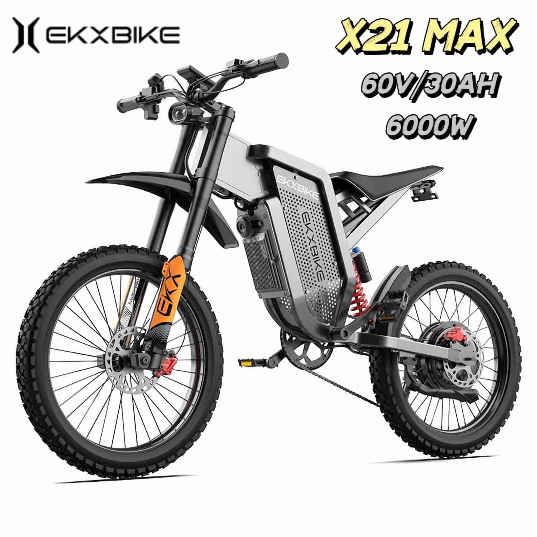 EKXBIKE X21 Max E Bicycles For Adults,6000W Peak Motor,45MPH,1800Wh Removable Battery,19" Tires,Full Suspension