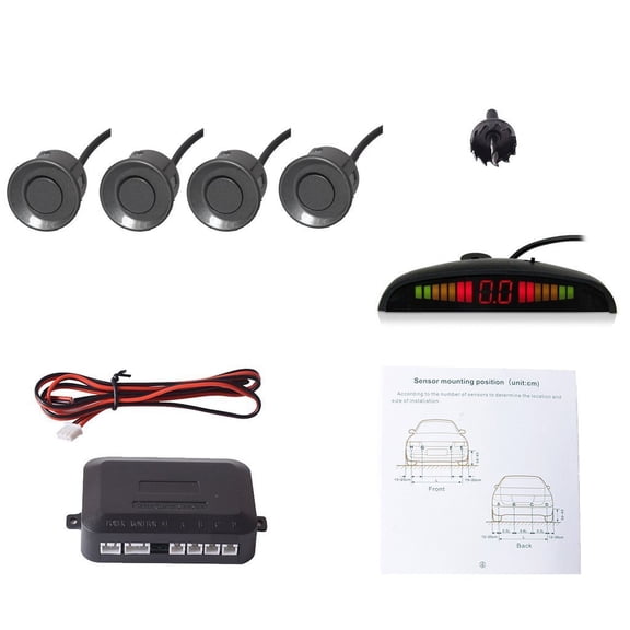 EKYLIN Car Auto Vehicle Reverse Radar System with 4 Parking Sensor (Gray Color)