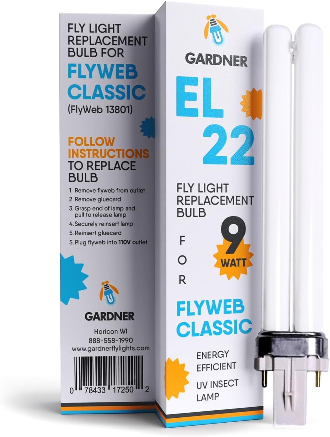 EL-22 FlyWeb Classic Fly Light Replacement Bulb, Fly Light for Indoors ...