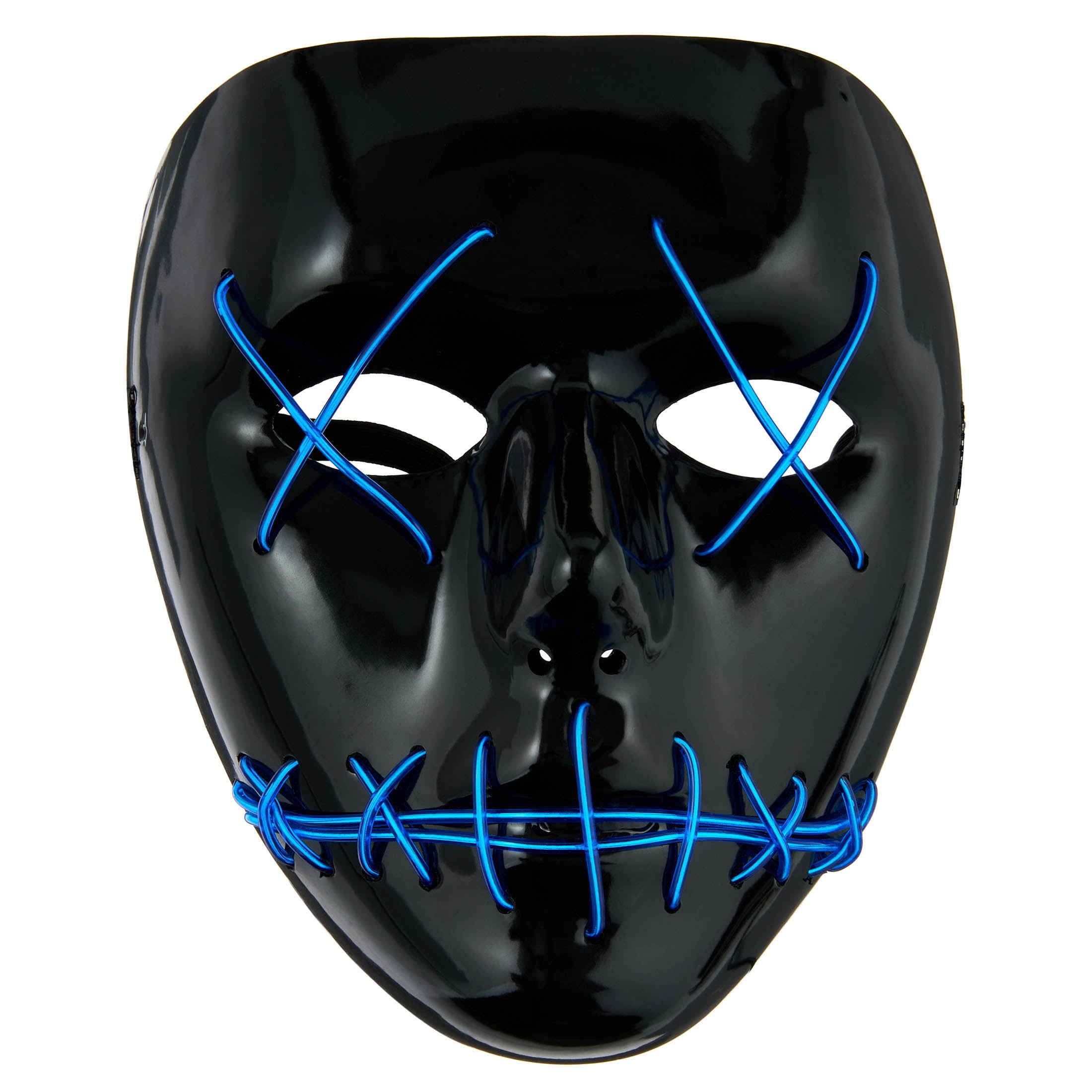 Light-Up Stitched Mask Costume Accessory for Adults, Black and Blue, Halloween by Way To Celebrate