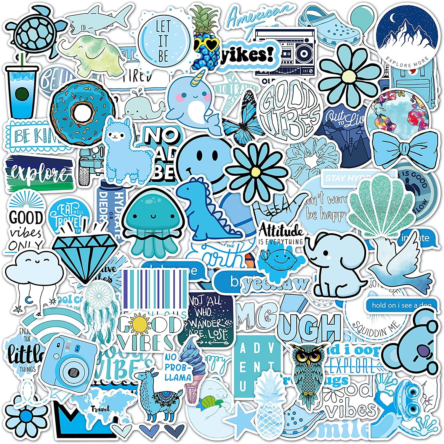300 Pcs Stickers Pack (50-850Pcs/Pack), Colorful Vsco Waterproof Stickers, Cute Aesthetic stickers. Laptop, Water Bottle, Phone, Skateboard Stickers