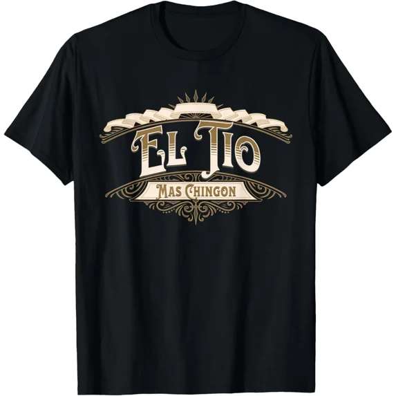 EL TIO MAS CHINGON Black Cotton Blend T-Shirt - Men's Small - Short Sleeve - Cre