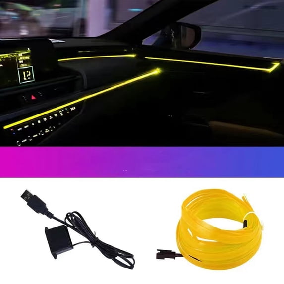 EL Wire Car LED Strip Lights USB Electroluminescent Ambient Lighting Kit for Vehicle Interior Customization