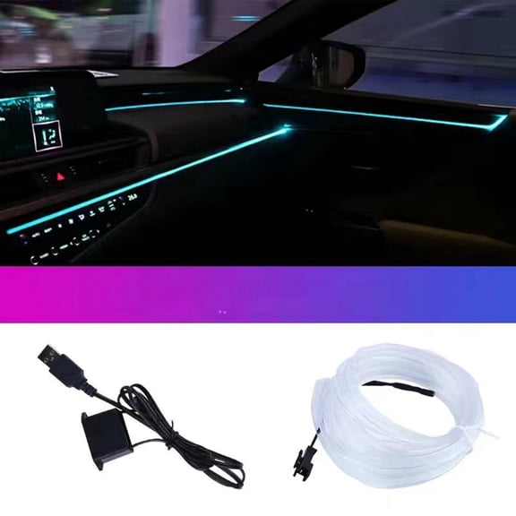 EL Wire Car LED Strip Lights USB Electroluminescent Ambient Lighting Kit for Vehicle Interior Customization