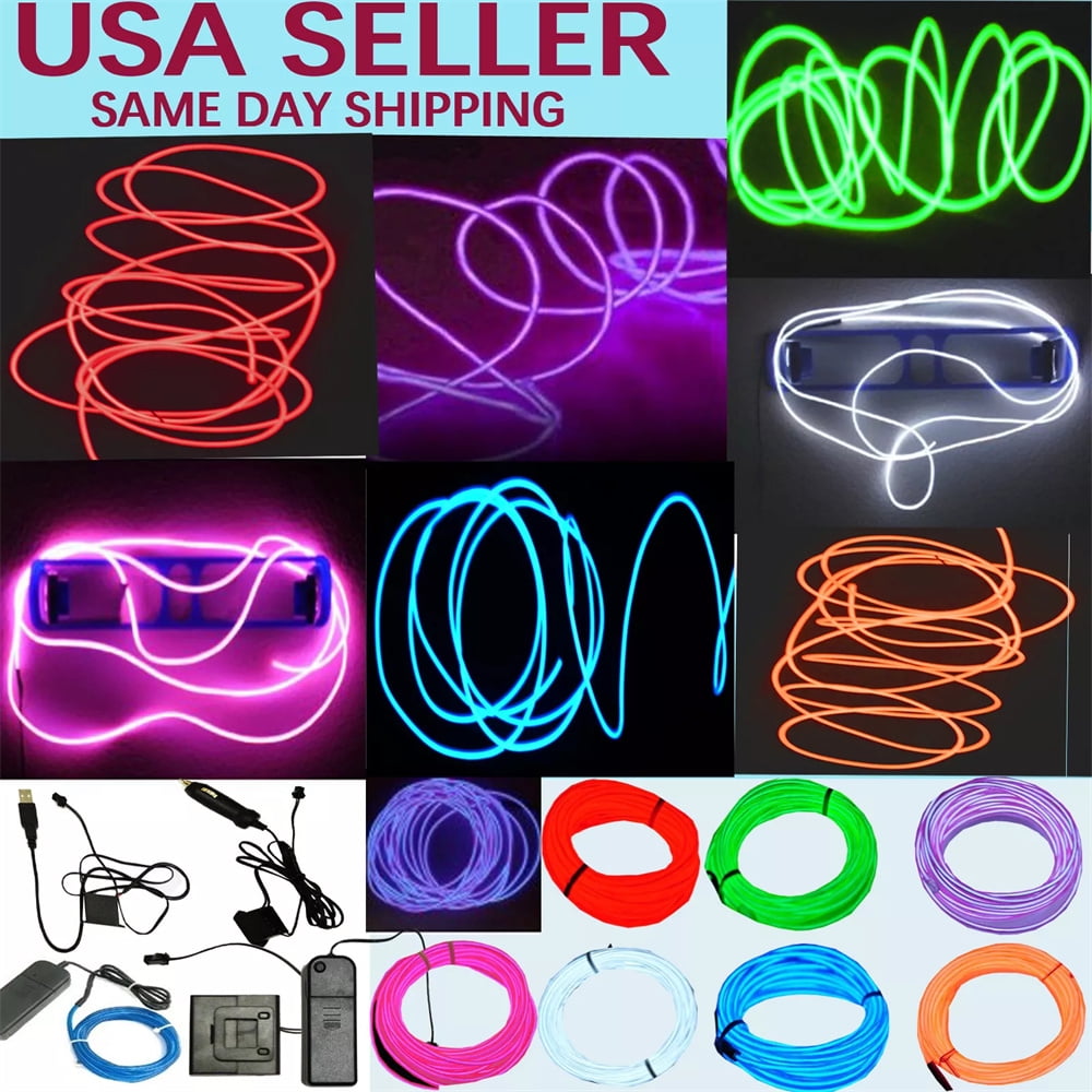 EL Wire Neon Wire Neon Light 16.4ft/5m DIY Neon Glowing Flexible Electroluminescent Wire Light
