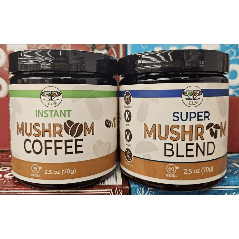 EL4 Instant Mushroom Coffee & Super Mushroom Blend 2.5oz 70g (2