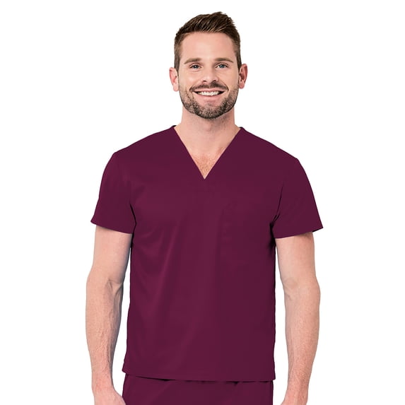 EL9605 V-Neck Scrub Top for Men & Women | Perfect for Medical, Dental, Veterinary Wine Medium