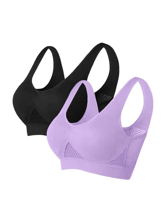 2Pack Bra for Women Seamless Sports Bra Wirefree Yoga Tank Top Comfort Bras for Everyday Wear