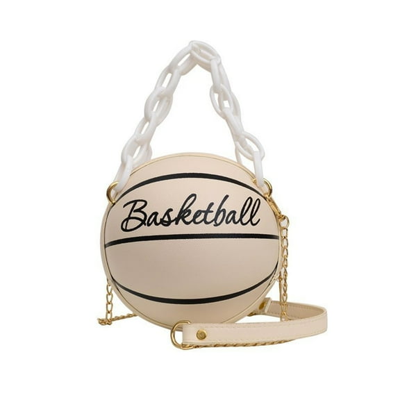 Kukoosong Crossbody Bags for Women Shoulder Bag Personalized Round Ball Female Bag Chain Basketball Bag All-Match Satchel Small Bag Beige