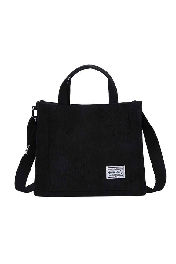 Crossbody Bags for Women Shoulder Bag Womens Canvas Bag Corduroy Handbag Fashion Casual Shoulder Messenger Bag Black