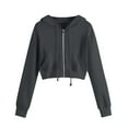 thumbnail image 1 of Elabch Hoodies for Women Zip Up Fleece Hoodie Jacket Plus Size Cropped Sweatshirts Casual Solid Color Hoodie with Pockets Gray, S-5XL, 1 of 5