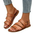 thumbnail image 1 of ELABCH Sandals for Women Summer Round Head Beach Roman Wedge Slippers Sandals Brown Size 8.5, 1 of 4