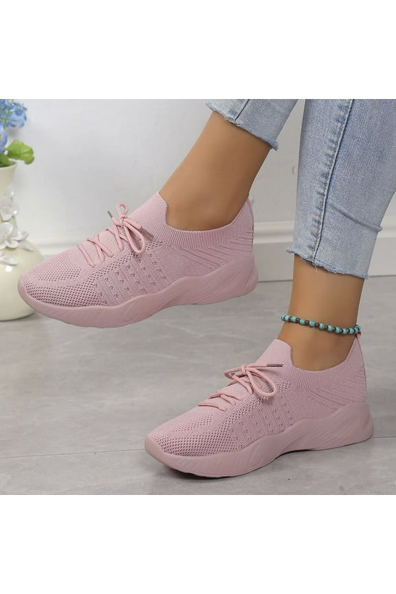 Sneakers for Women, Plus Size Casual Mesh Breathable Lacing Thick Soled Shoes, Walk Running Sports Shoes, Slip On Walking Sneakers Non Slip, Women's Fashion Tennis Sneakers Lightweight