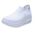 thumbnail image 1 of Kukoosong Sneakers for Women Shoes Sports Flying Woven Breathable Mesh Hollow out Fashion Casual Running Shoes Non Slip Platform Walking Hiking Running Shoes White 7, 1 of 3