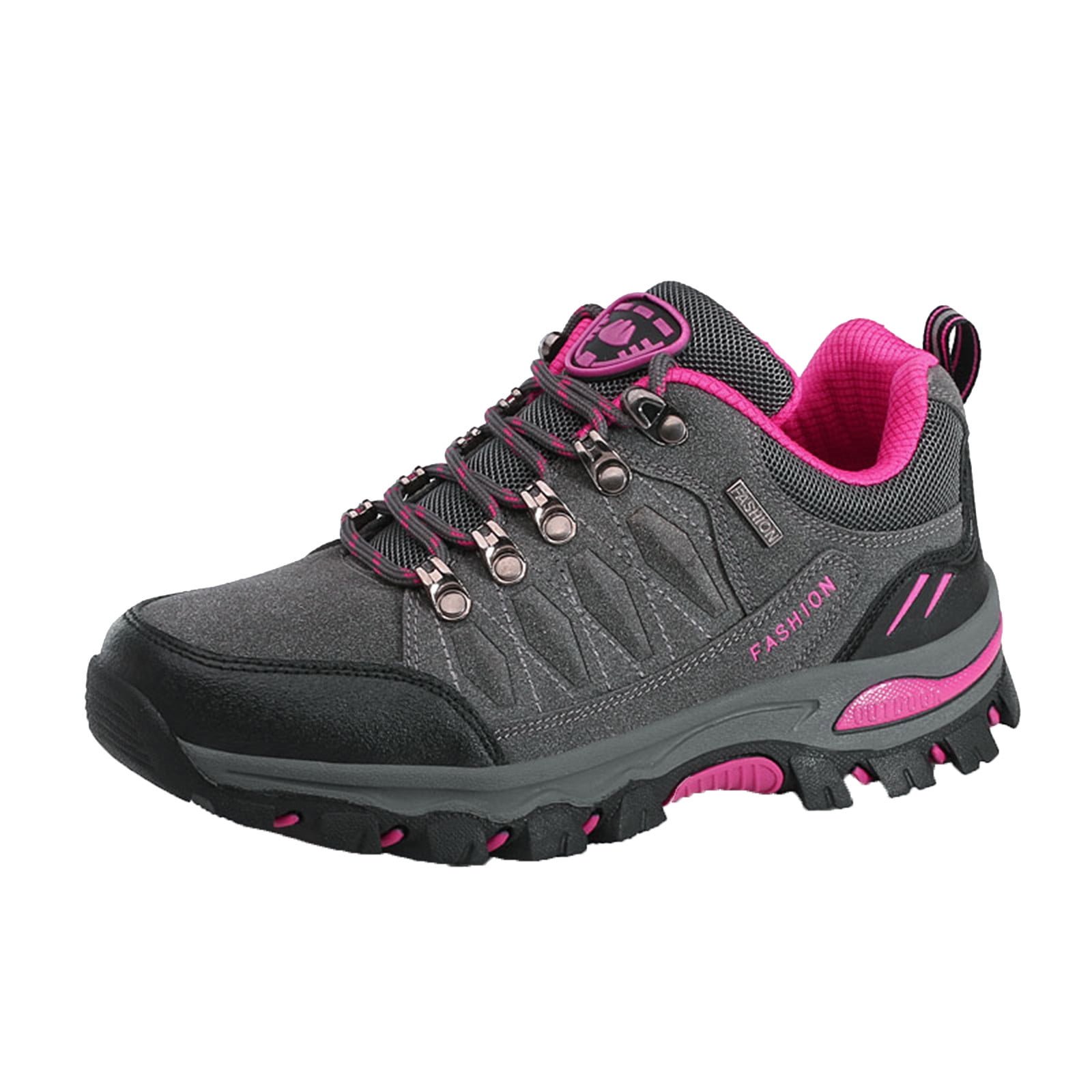 Kukoosong Sneakers for Women outdoor Sports Climbing Hiking Shoes Waterproof Trekking Sneakers Low Top Thick Sole Non Slip Walking Running Shoes for Women Gray 7.5