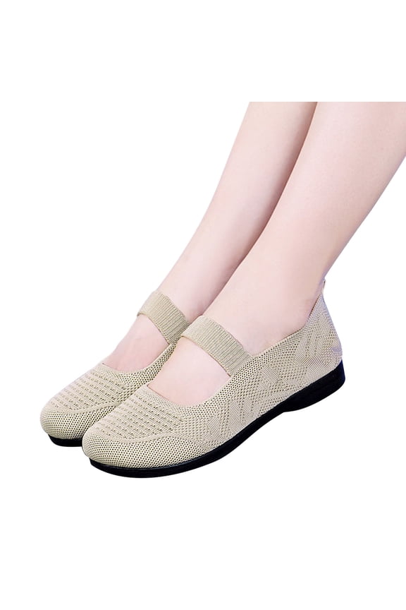 Sneakers for Women Multicolor Round Toe Flats Shoes Lightweight Soft Sneakers Casual Shoe Khaki US Size 6.5
