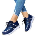 thumbnail image 1 of ELABCH Sneakers for Women Round Thick Sole Low Top Stitching Outdoor Sports Lace Up Comfortable Casual Shoes Blue US Size 7, 1 of 5