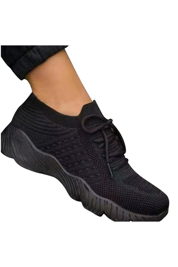 Sneakers for Women Summer Plus Size Fashion Casual Mesh Breathable Sports Shoes Black US Size 7