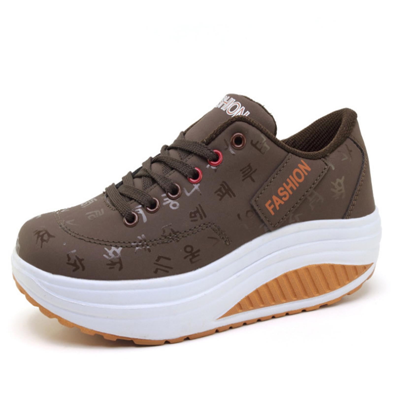 Sneakers for Women Summer Plus Size Fashion Casual Mesh Breathable Sports Shoes Coffee US Size 8.5